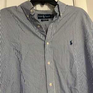 Ralph Lauren Classic Fit Blue & White Striped Button Down Shirt – Size L